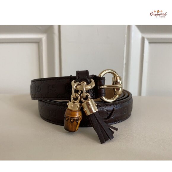 Authentic Gucci Brown Microguccissima Leather Slim Horsebit Buckle Belt 75/30 - Picture 12 of 13